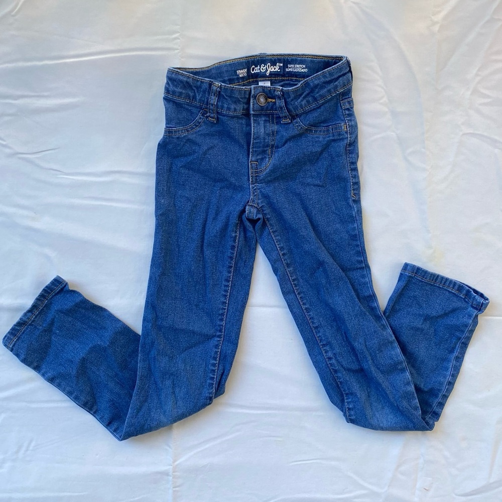 Girls Cat & Jack Super Stretch Straight Medium Wash Jeans with Adjustables